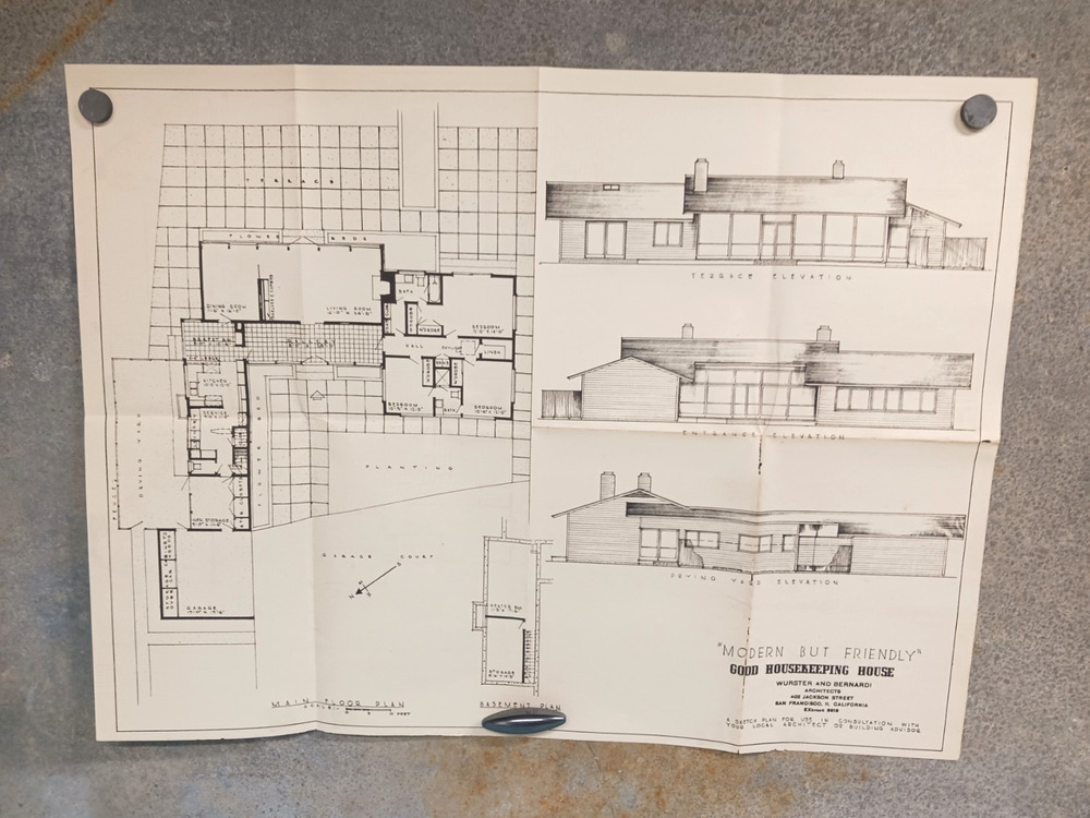 VTG 1950s Modern But Friendly Good Housekeeping Floor Plan MCM U Shape Ranch